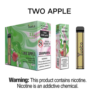 Yuoto E Cig XXL usa e getta a lunga durata 2500 sbuffi doppia mela 50 mg 7 ml di succo