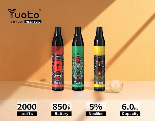 Yuoto originale 2000 soffia penna eliminabile di Vape delle E-sigarette del succo 850mAh di Mesh Coil 6ml E del vape di Vape