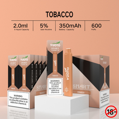 2022 nuovi sapori fruttati multipli venenti Yuoto Smart 600 soffia penna eliminabile di Vape del nicotina di 5%