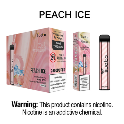 Peach ice 2500 Puffs Penna monouso Vape Yuoto XXL 7ml Ejuice 1200mAh Batteria per Turchia