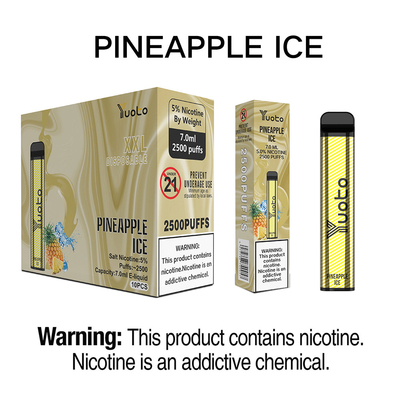 Yuoto monouso Vape Pen Device 2500 Puffs miglior ecig usa e getta 2022 ananas Ice 7ml