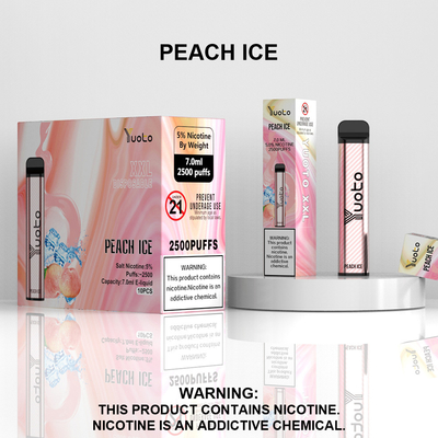 2500 soffi usa e getta Vape Pod Peach Flavour Yuoto XXL Coil 7ml Ejuice 1200mAh Batteria dalla fabbrica cinese