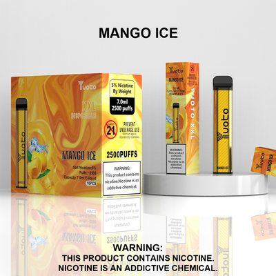 Yuoto xxl 2500 Puffs Vape Pod Mango Ice Flavor 7ml Ejuice 1200mAh Batteria dalla fabbrica cinese