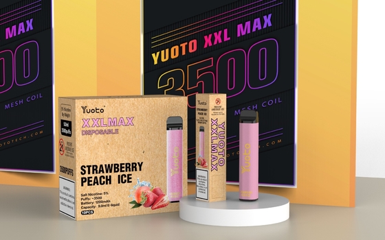 sapore di pesca alla fragola Yuoto xxl Max 3500 Sbuffi monouso Vape sigaretta elettronica Mesh Coils Leather Surface 9ml