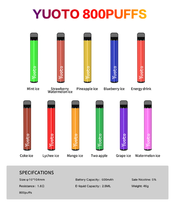 Soffio eliminabile 3.5V di più 800 di Yuoto di originale di Vape 100% di Cig di 7W-12W E