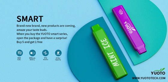YUOTO Smart 600 soffia Vape 2ML E Juice Capacity With 12 sapori