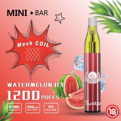 Il minibar 1200 di YUOTO soffia batteria eliminabile 650mAh del succo 4.0ml di sapore E di Vape 15