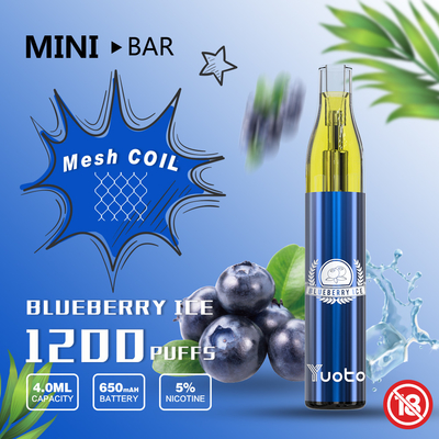 Batteria eliminabile 650mAh del E-succo 4.0ml di Vape 15flavor del soffio del minibar 1200 di Yuoto