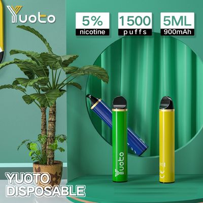 Nicotina eliminabile e 900mah liquido dei vapes 1500puffs 5ml 5% di Yuoto 5